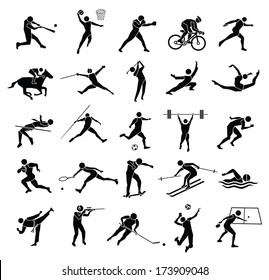 beautiful silhouette sport icon set in white background, vector set