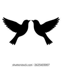 a beautiful silhouette of two birds in love, perfect for wedding invitations and romantic designs.