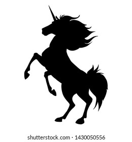 Beautiful silhouette of unicorn black on white background.