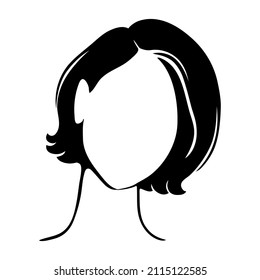 Beautiful silhouette woman with short hair. Female icon for beauty salon.  Vector illustration.