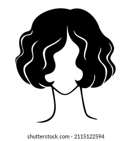 Beautiful silhouette woman with short hair. Female icon for beauty salon.  Vector illustration.