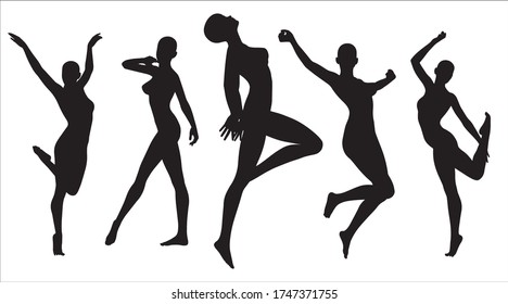 Beautiful silhouettes of a dancing woman.