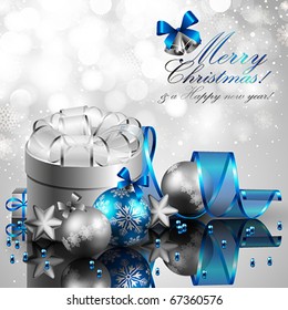 beautiful silver and blue christmas background