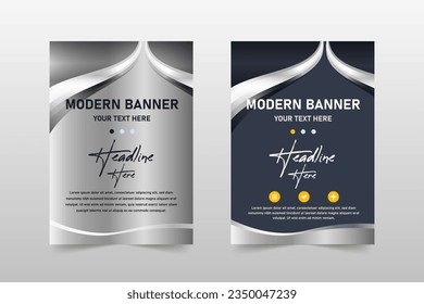 Beautiful Silver Business Banner Template With Curved Lines, can be used for business designs, presentation designs or any suitable designs.