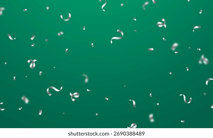 Beautiful silver confetti pattern background, zigzag down for celebration. Vector illustration of festive decoration.