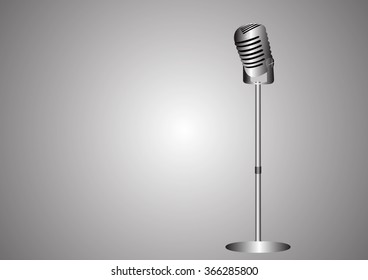 Beautiful silver microphone closeup isolated on the silver background