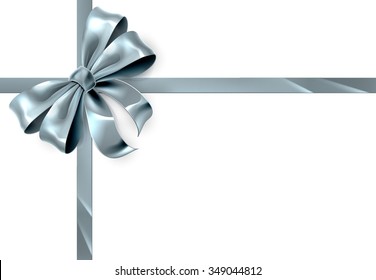 A beautiful silver ribbon and bow from a Christmas or other wrapping gift
