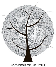 Beautiful silver tree on a white background