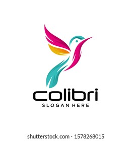 Beautiful Simple Bird Colibri Logo Design Vector