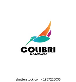 Beautiful Simple Bird Colibri Logo Design Vector