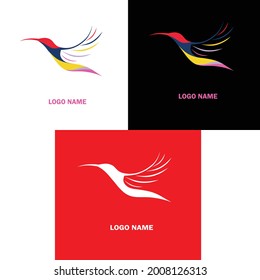 Beautiful simple bird colibri logo design vector for company