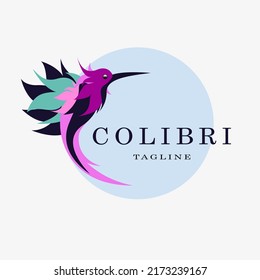 Beautiful Simple Bird Colibri Logo Design Vector. Creative stylish colored logo
