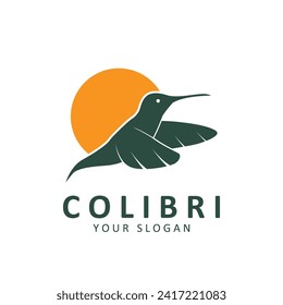 Hermoso Vector De Diseño Con Logotipo Bird Colibri. Este logotipo es ideal para empresas o negocios relacionados con animales, y fotógrafos de naturaleza