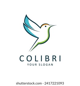 Hermoso Vector De Diseño Con Logotipo Bird Colibri. Este logotipo es ideal para empresas o negocios relacionados con animales, y fotógrafos de naturaleza