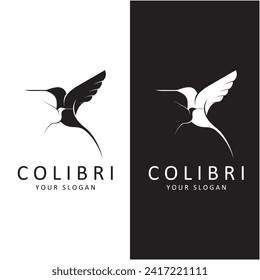 Hermoso Vector De Diseño Con Logotipo Bird Colibri. Este logotipo es ideal para empresas o negocios relacionados con animales, y fotógrafos de naturaleza