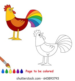 Beautiful Simple Cock to be colored, the coloring book for preschool kids with easy educational gaming level.