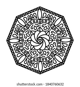 Beautiful Simple Deco Round Mandala. Flat Vector illustration. Patterned design.