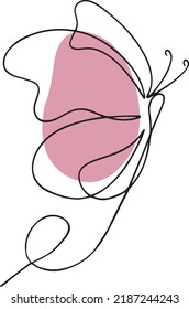 Beautiful and simple design about a Cute Butterfly, Single Line Art Vector Illustration