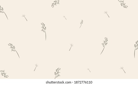 Hermoso y simple fondo floral, bellas hojas secas y ramas. adecuado para decoración en casa o pared