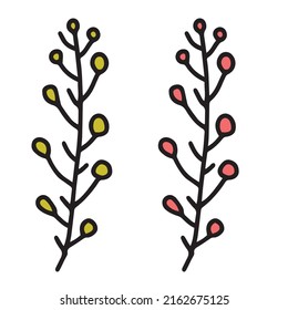 Beautiful simple floral and leaves plant. popular hand drawn