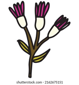 Beautiful simple floral and leaves plant. popular hand drawn