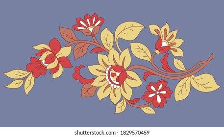 Beautiful simple floral motif pattern with violet background