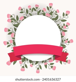 Beautiful simple floral wreath with empty space for your text. - Vector.