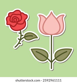 Beautiful simple flowers design. floral plant and nature element natural