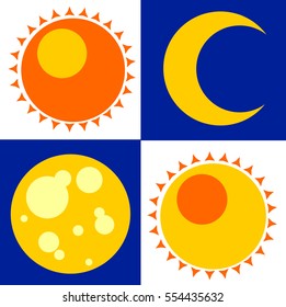 Beautiful and simple graphics on the time of day. Day and night follow each other, creating a pattern of time.