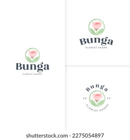 Hermosa plantilla de logotipo de floración dibujada a mano