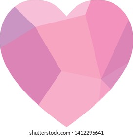 Beautiful simple heart with abstract simple geometric background. Polygonal mosaic background. Monochromatic color range, minimal texture. Pink color. Love, heart, romance. Vector Eps.8.