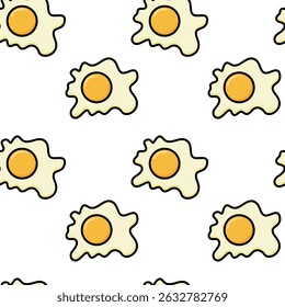 Beautiful simple kawaii-style pattern of fried eggs in a flat vector illustration  