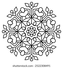 schöne und einfache Mandala-Design mit sauberen Linien zum Färben Buch, Tattoo und Henna-Design, Mandala-Design für Erwachsene und Kinder Malbuch
