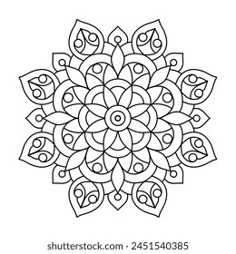 beautiful and simple mandala design for coloring book, relaxing and easy mandala art
