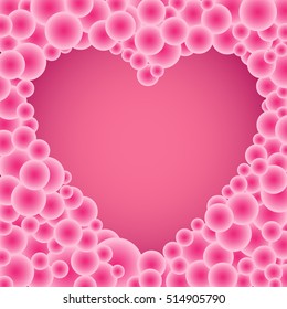 The beautiful simple many buble gradient circles pink heart. Backdrop for love romantic quotes