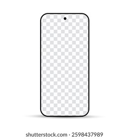 Beautiful simple realistic vector mobile phone mockup with transparent screen.