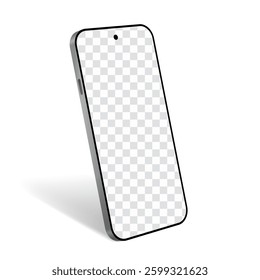 Beautiful simple realistic vector mobile phone mockup with transparent screen.