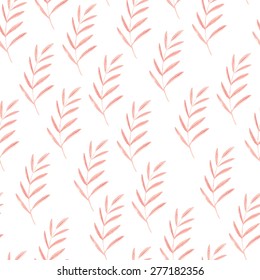 Beautiful simple seamless pattern and floral botanical background - red leaf and branch hand drawn in watercolor style - vector illustration 