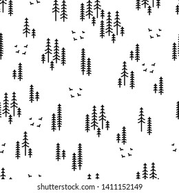 Beautiful simple seamless pattern, scandi style with forest vector