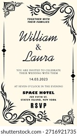 Hermoso Vector de tarjeta de boda simple