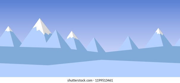Beautiful simple winter seamless vector landscape with abstract mountains.