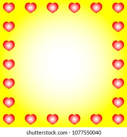 A beautiful simple yellow background design with many white hearts