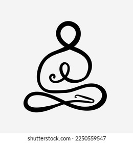 Hermoso símbolo de meditación simplista, ilustración vectorial de línea de logotipo