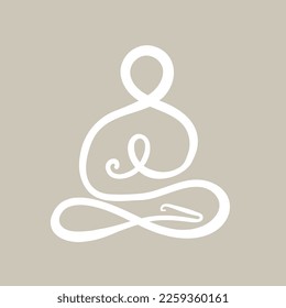 Hermoso símbolo de meditación simplista, ilustración vectorial de línea de logotipo