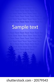 Beautiful simply blue christmas card with place for text