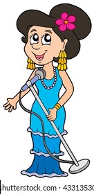 Beautiful singer on white background - vector illustration.