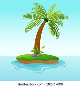 Beautiful Single Coconut Tree Island