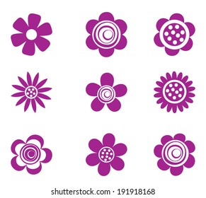 Beautiful Single Color Flower Collections for Stickers or Wallpapers Vector