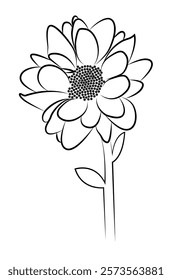 Beautiful single flower line drawing isolated on white background - vector illustration