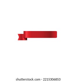 Beautiful single red gradient ribbon banner Vector illustration on white isolated background.